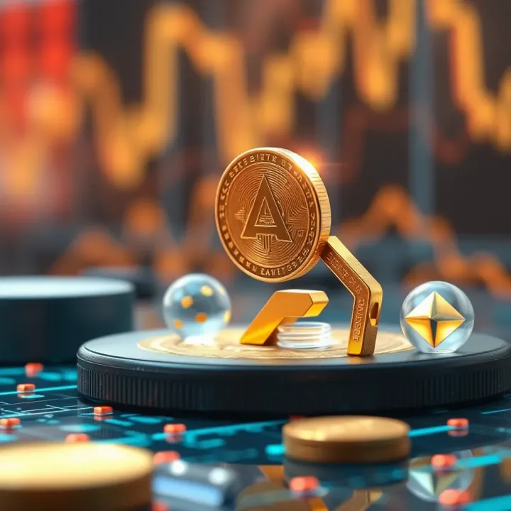 Aave Blockchain Technology and Market Impact Illustration of blockchain technology and digital assets representing Aave's ecosystem