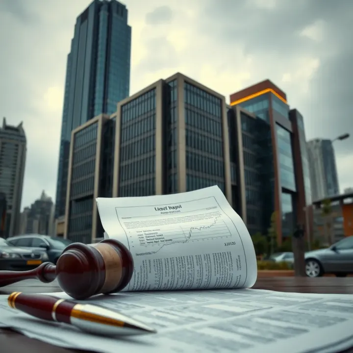 Business Ventures and Legal Disputes Impacting Arif Naqvi's Finances Corporate buildings and legal documents symbolizing business ventures and legal disputes