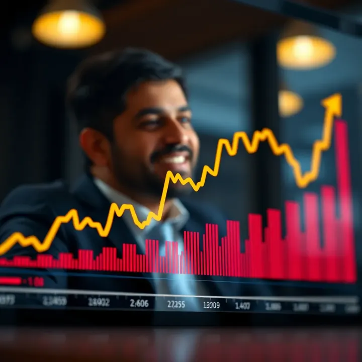 Financial graph showing upward and downward trends representing business growth and challenges