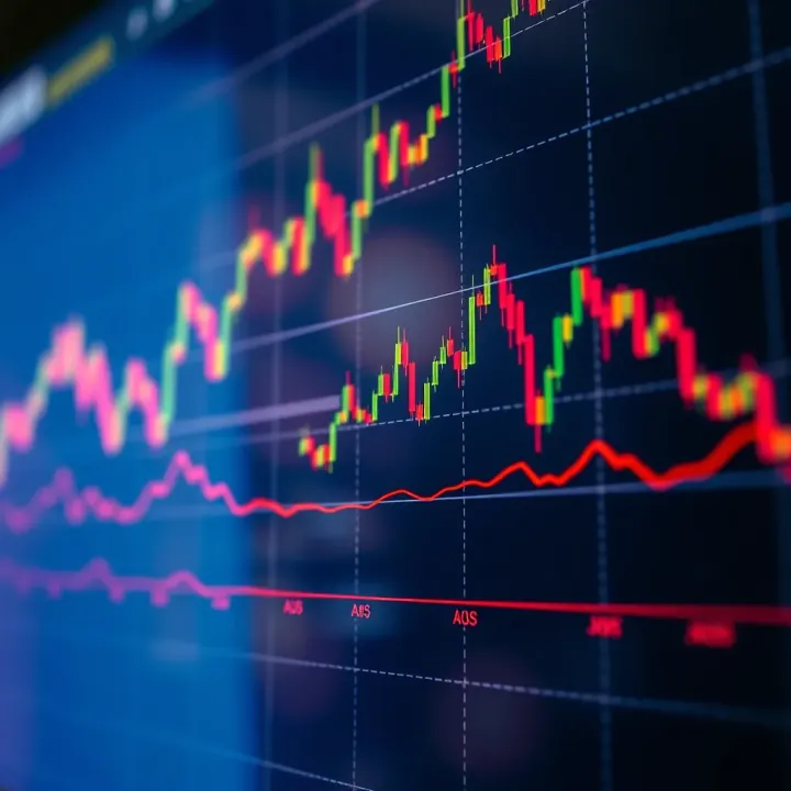 AUD/USD Currency Movements and Economic Trends Graph depicting fluctuations in the Australian Dollar against the US Dollar with economic trend indicators