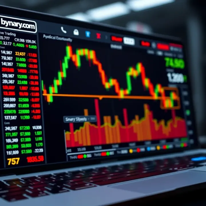 Binary.com Trading Platform Overview Interface showing Binary.com trading platform with active options and market data