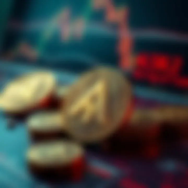 Illustration of digital tokens representing ApeCoin alongside development milestones and risk indicators