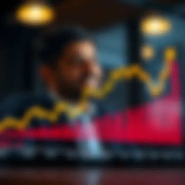 Financial graph showing upward and downward trends representing business growth and challenges