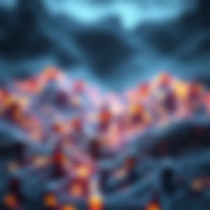 Conceptual illustration of Avalanche blockchain technology with interconnected nodes