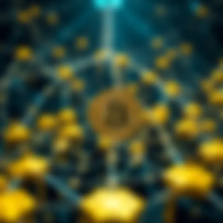 Illustration of blockchain technology with Bitcoin Cash nodes and network connections