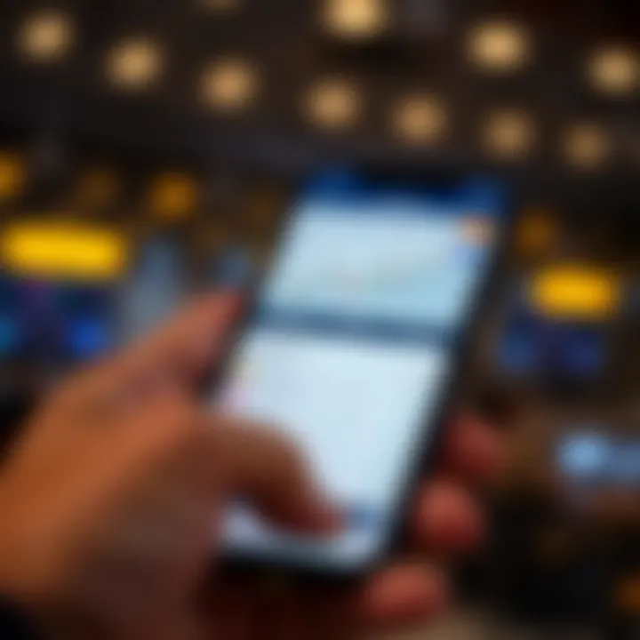 Mobile phone showing a user-friendly trading app interface with charts and trading options