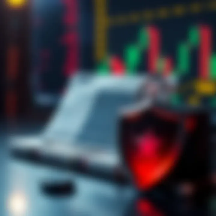 Conceptual illustration of regulatory compliance with secure financial documents and shields