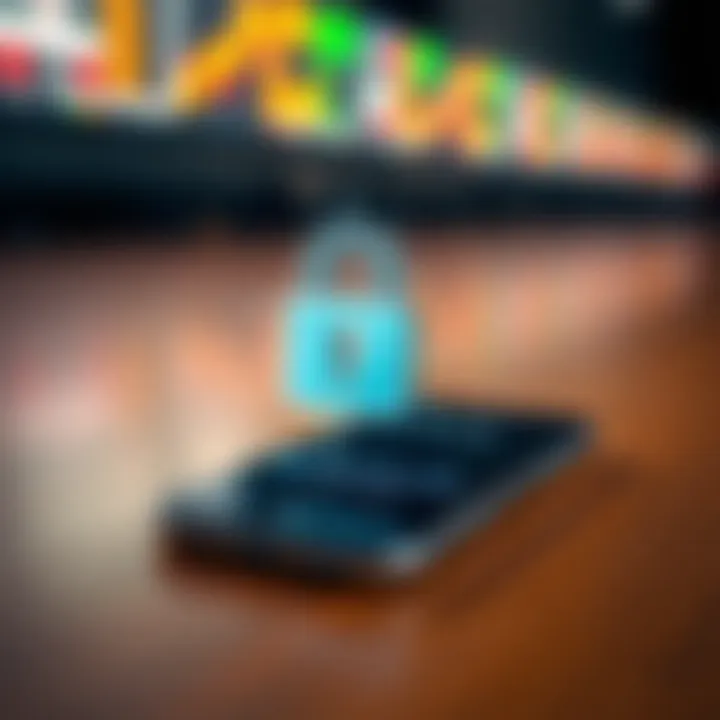 Secure digital padlock symbol overlaid on a smartphone illustrating online trading security