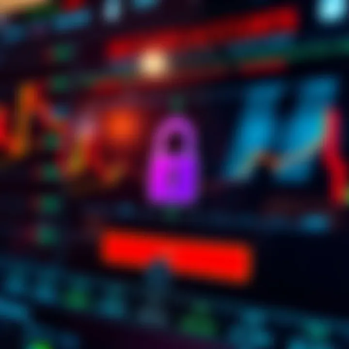 Secure login interface with encryption symbols representing online trading safety