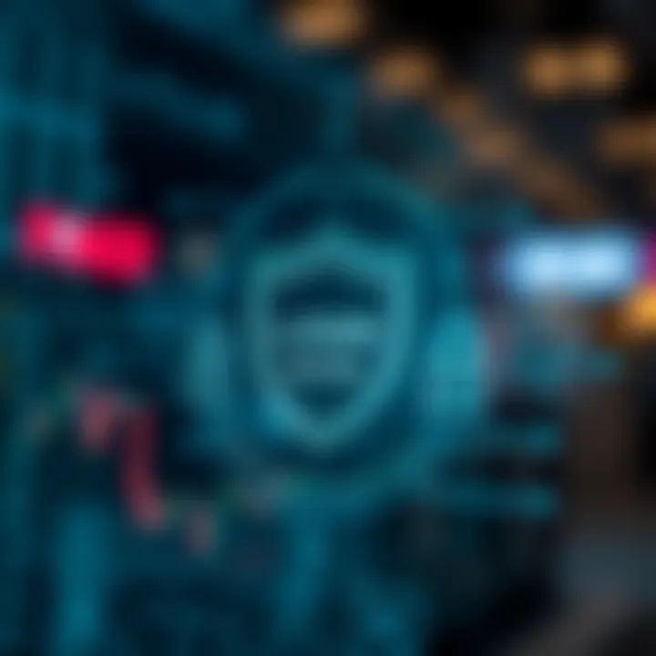 Illustration of secure login with shield and lock icons representing data protection in trading applications