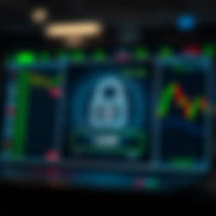 Secure login interface emphasizing password protection and encryption for trading apps