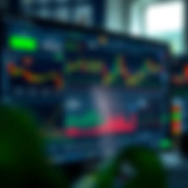 Dashboard displaying various financial charts and trading indicators on a computer screen