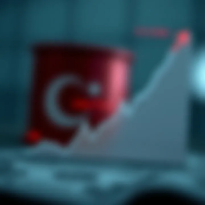Graph showing the upward trend of the US dollar price against the Pakistani Rupee with key economic events marked