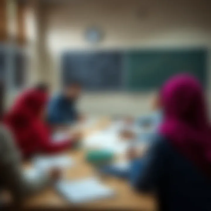 Teacher conducting a training workshop with educational materials and participants