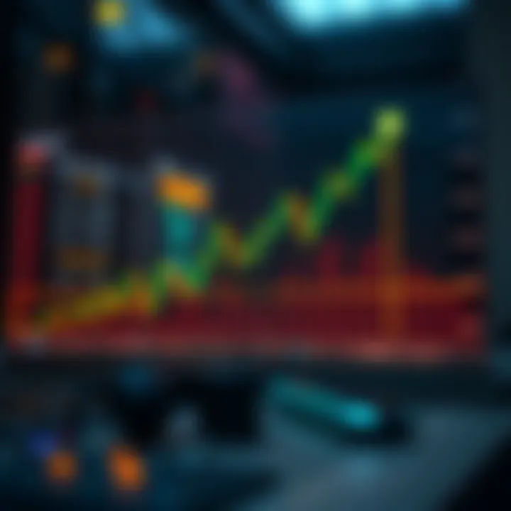 Conceptual graphic showing ethical investment with a rising stock chart and Islamic symbols