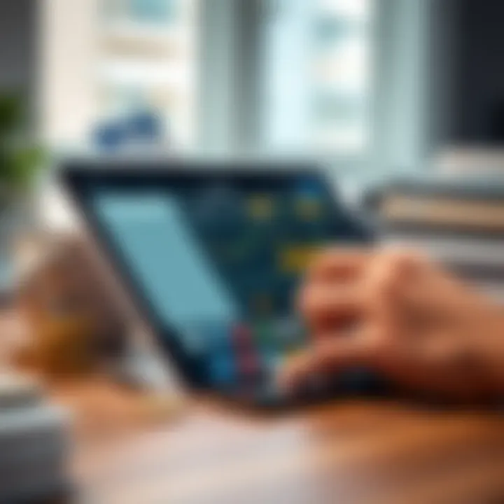 Various financial tools and apps displayed on a digital tablet