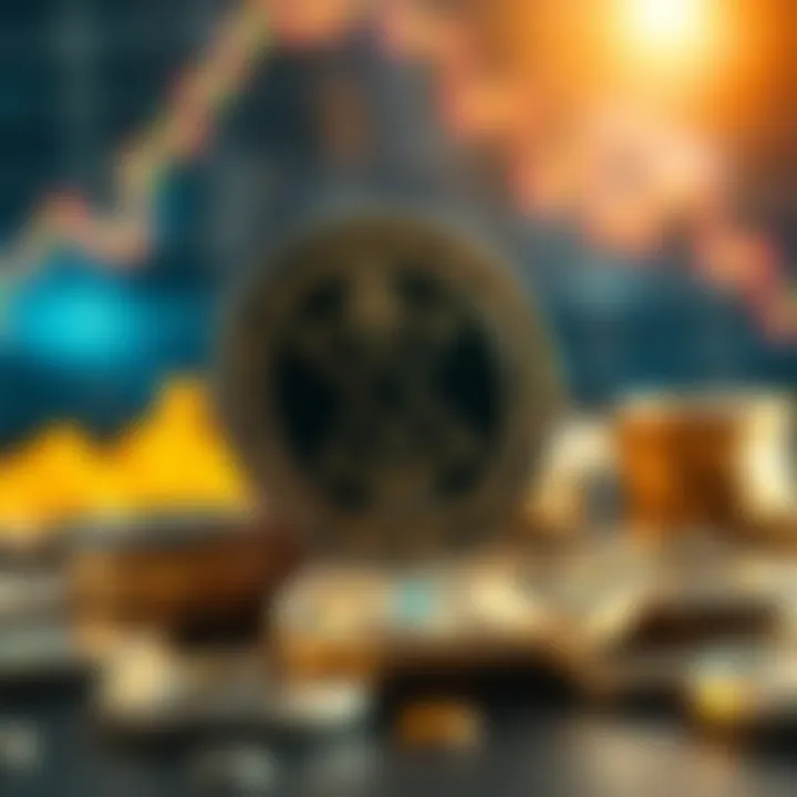 Conceptual illustration of factors influencing cryptocurrency value such as economic indicators and market sentiment