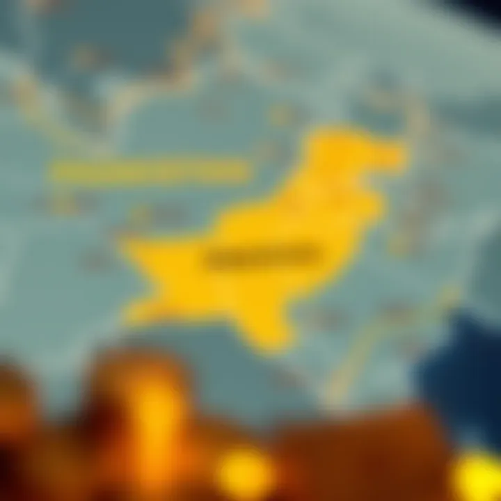Map highlighting geopolitical regions impacting gold market trends in Pakistan