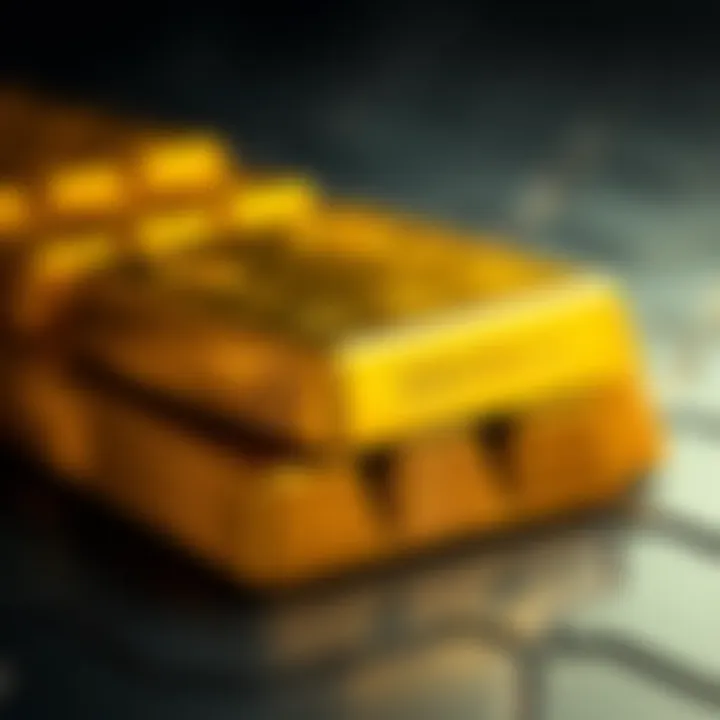 Close-up of gold bars stacked together symbolizing investment value