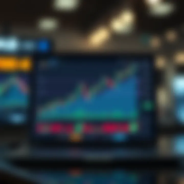 Graph showing simulated trading portfolio growth on a digital platform