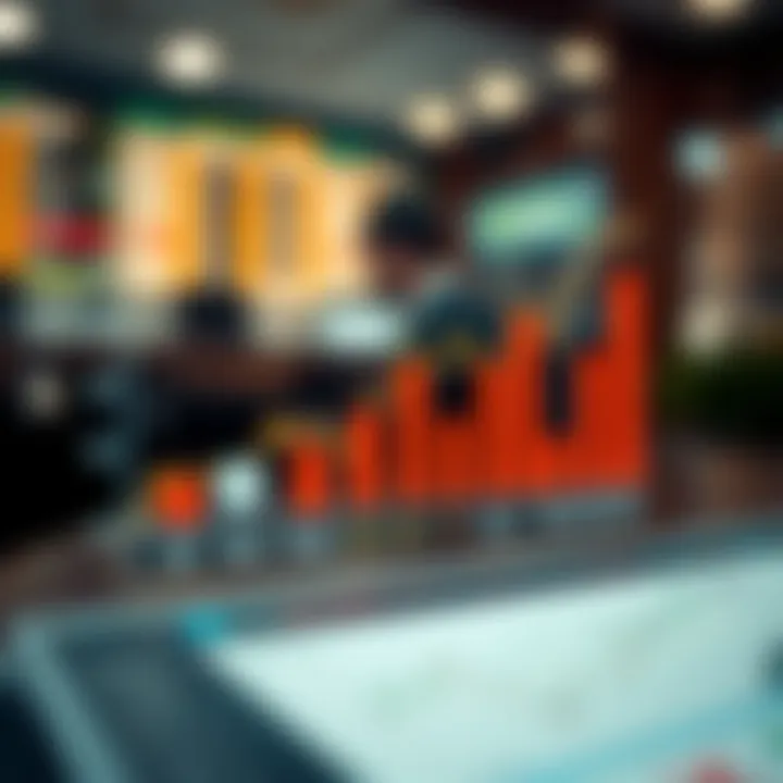 Graph showing various financial assets traded online with icons representing stocks, forex, and commodities