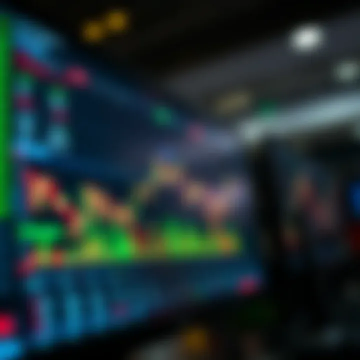 Interactive digital trading platform interface showing charts and market trends