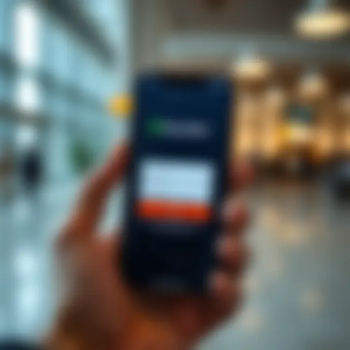 Mobile phone displaying the Quotex app login screen with security features