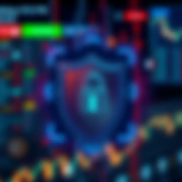 Safe and secure digital shield symbolizing protection of financial data and transactions in online trading apps