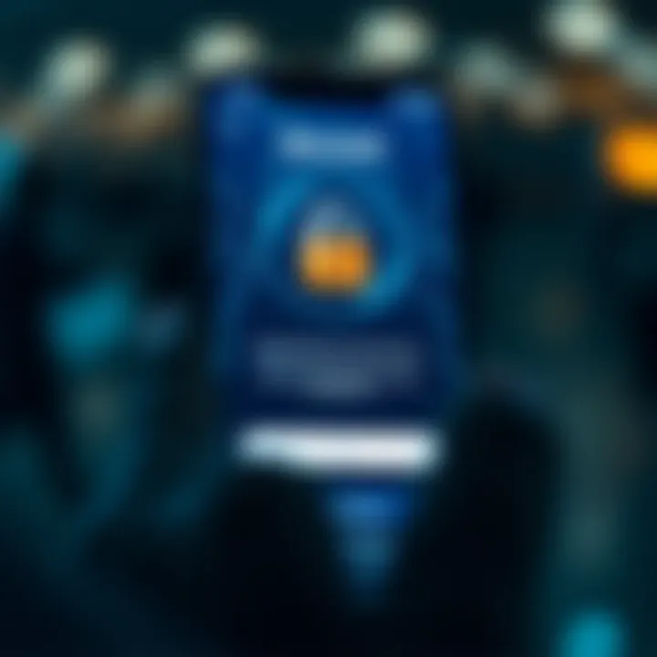 Secure login interface on a mobile device emphasizing data protection and user authentication