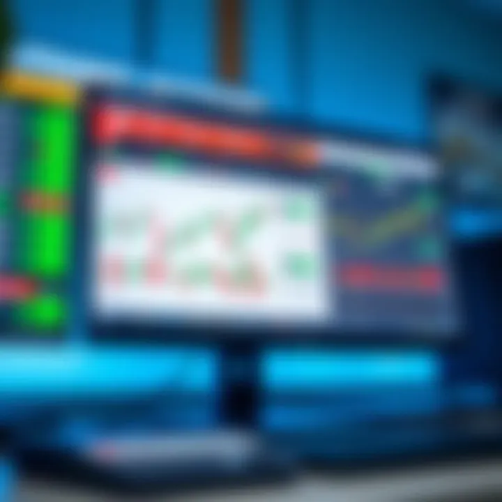 Computer screen displaying a trading platform with charts and virtual currency balances