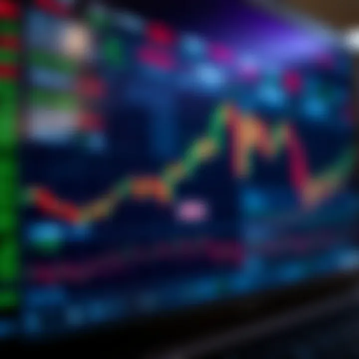 Illustration of digital trading platform interface displaying various stock indices and market data