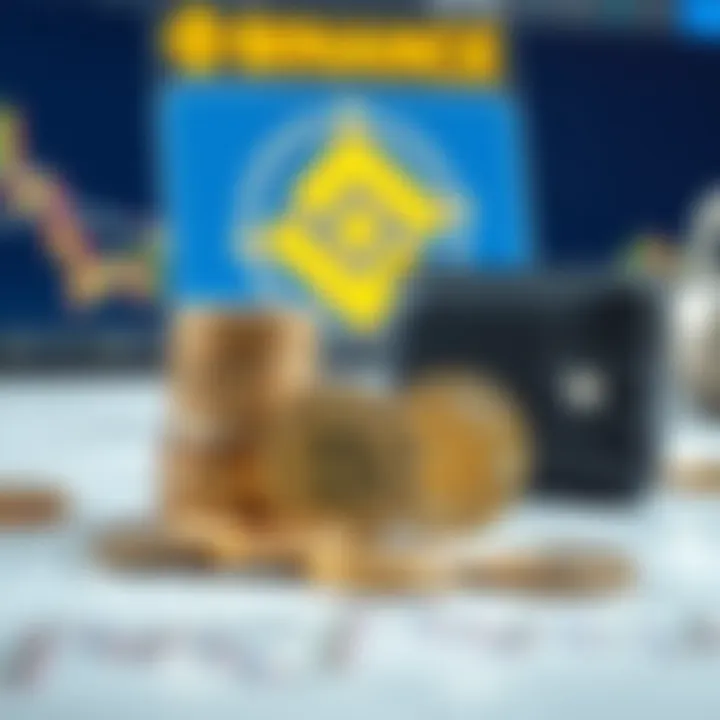 Cryptocurrency coins stacked alongside a secure digital wallet symbolizing safe deposits on Binance