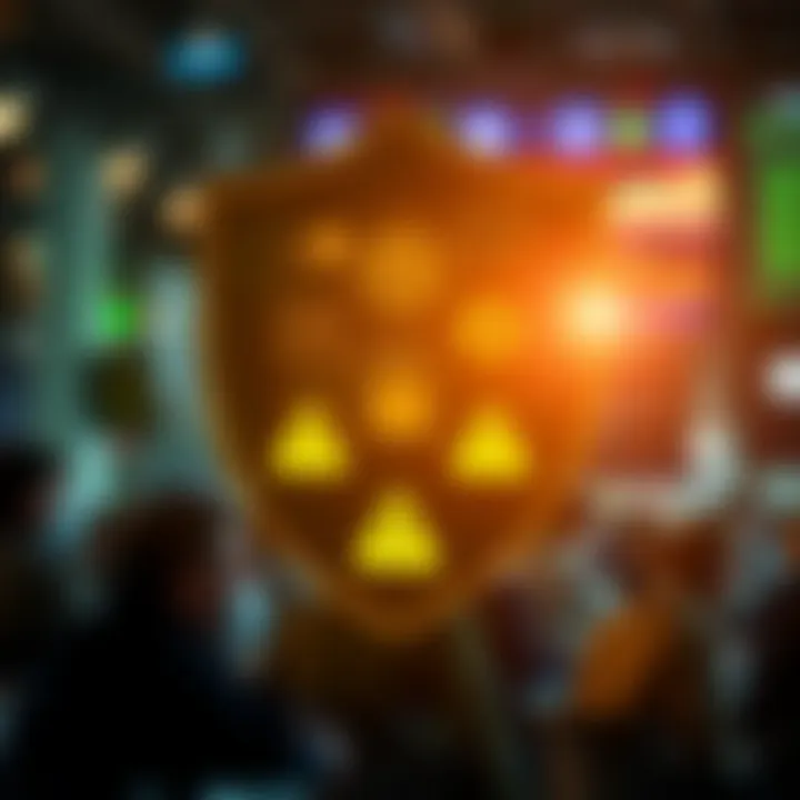 Conceptual graphic showing security shield with crypto icons and caution symbols representing safe practices in crypto group communication