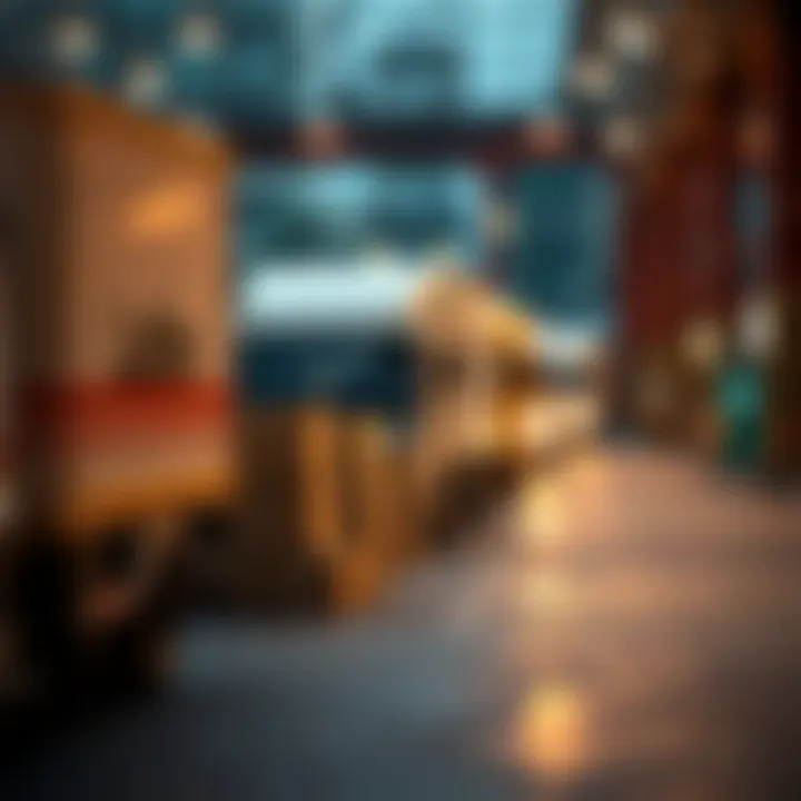 Delivery trucks and parcel packages symbolizing logistics and shipping challenges in e-commerce