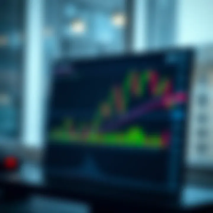 Line Chart Displaying Key Trading Indicators Line chart with key components like volume and moving averages highlighted