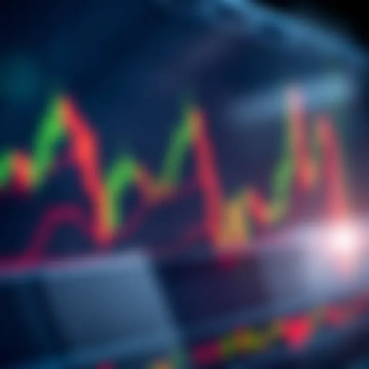 Candlestick chart depicting daily trading activity with price movements and volume