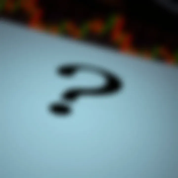 Close-up of a question mark symbol highlighting punctuation usage in written English