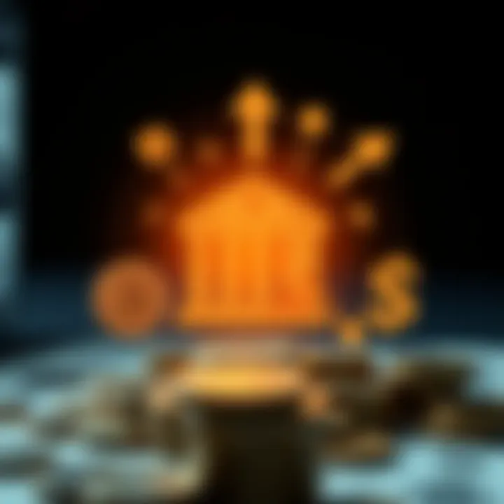 Illustration showing various financial symbols such as coins, banknotes, and arrows indicating money flow to represent withdrawal amounts in banking and investing