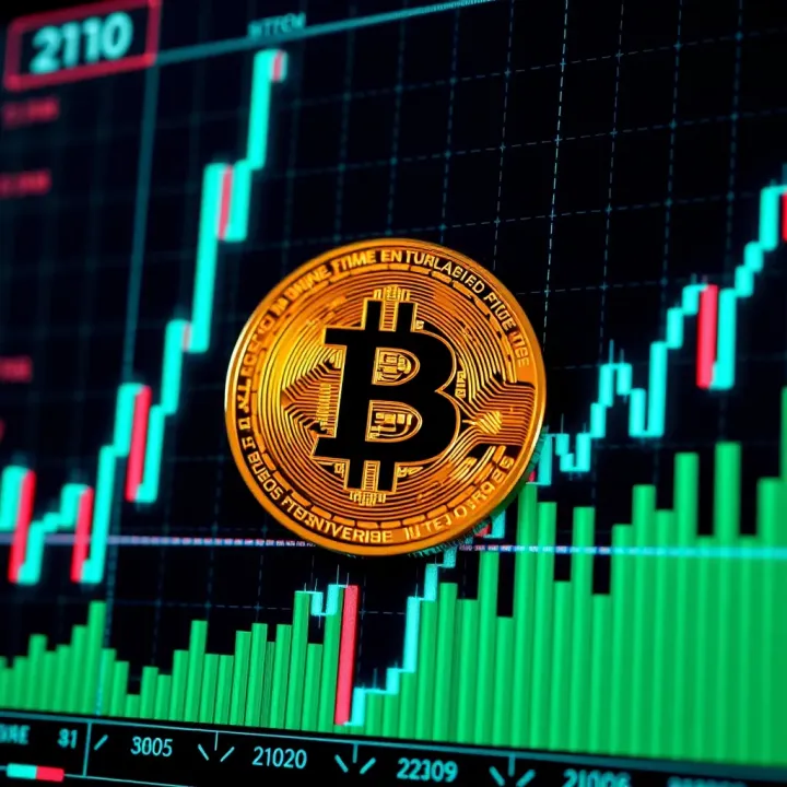 Graph displaying Bitcoin price fluctuations with upward and downward trends