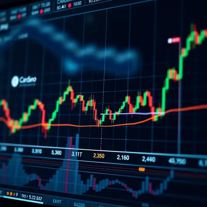 Graph showing Cardano price trends with market fluctuations and key support and resistance levels