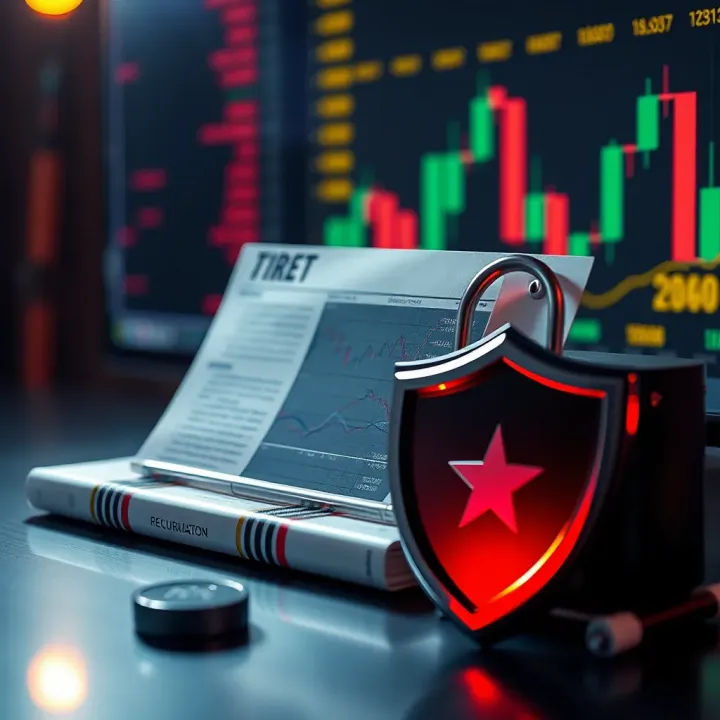 Conceptual illustration of regulatory compliance with secure financial documents and shields