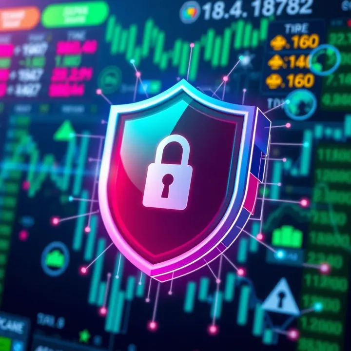 Secure Trading Features for Pakistani Investors Illustration of security shield overlaying digital financial icons symbolizing secure trading
