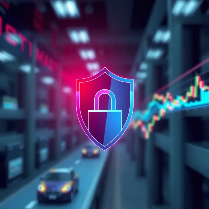 Security Features Ensuring Safe Investment Transactions Security shield icon representing protection of financial information in trading apps