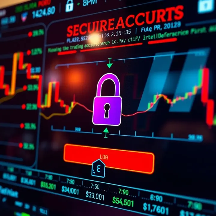 Secure login interface with encryption symbols representing online trading safety