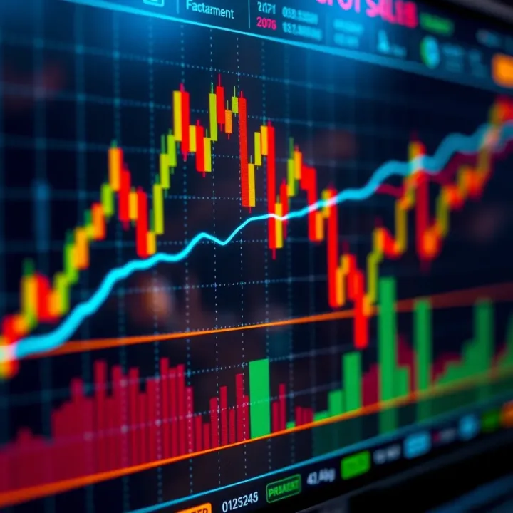 Graph displaying currency exchange rate fluctuations on a digital trading platform