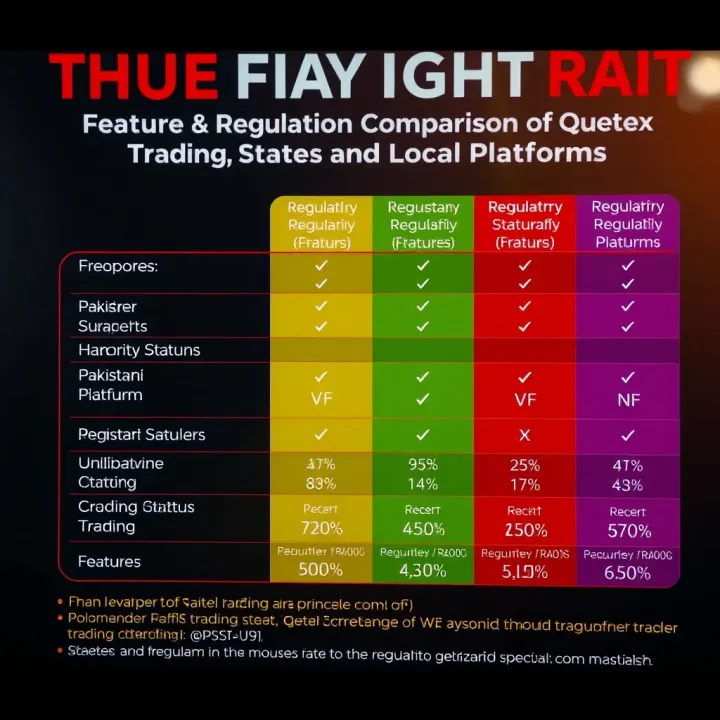 Chart comparing features and regulatory status of Quetex Trading with other Pakistani trading platforms
