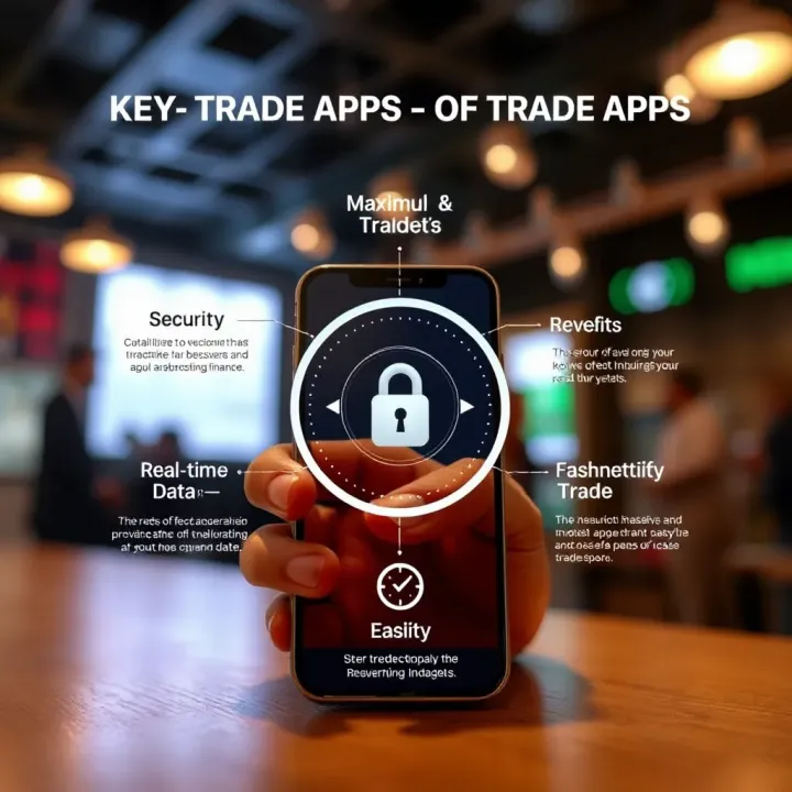 Key Features and Benefits of Trade Apps in Pakistan Illustration showing key features and benefits of trade apps including security, real-time data, and ease of use