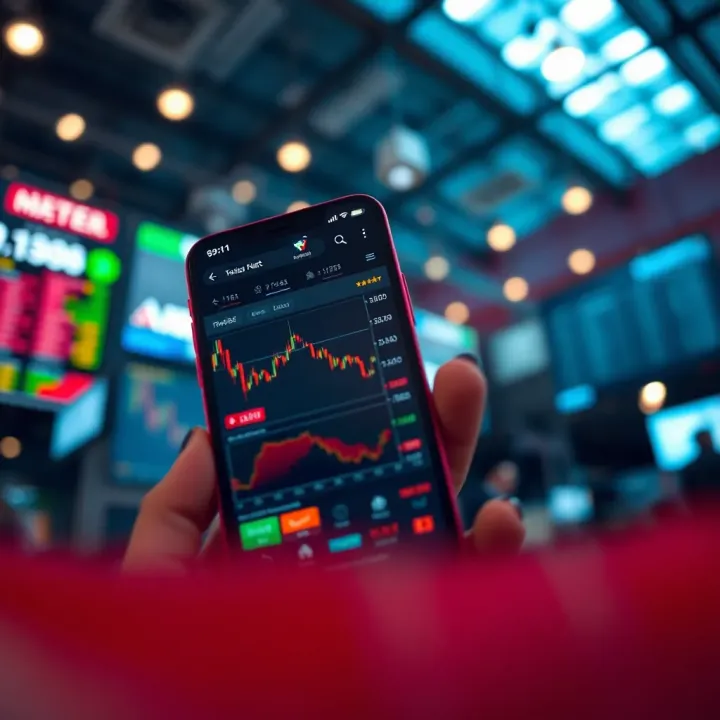 Mobile Trading App Interface Showcasing Live Market Data in Pakistan User-friendly interface of a mobile trading app displaying live stock market data in Pakistan