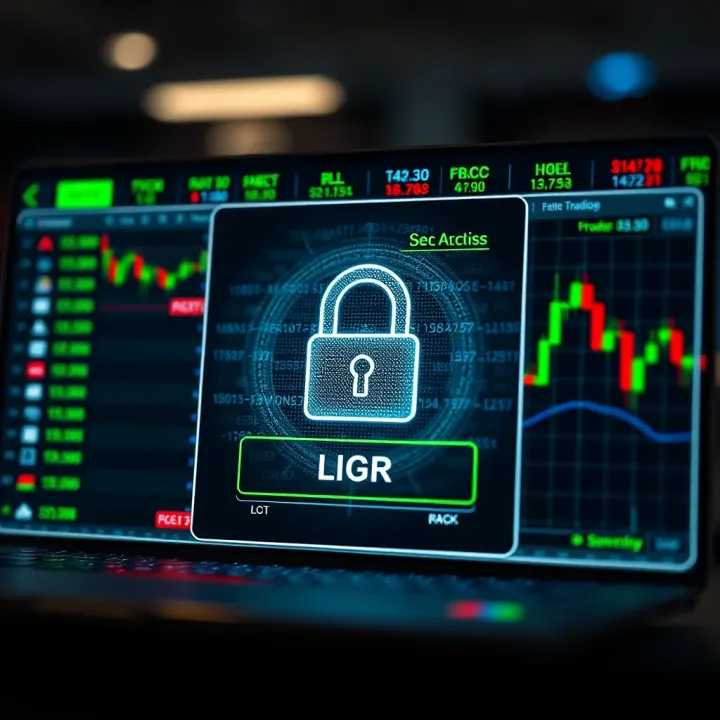 Secure Access in Trading Platforms Secure login interface emphasizing password protection and encryption for trading apps