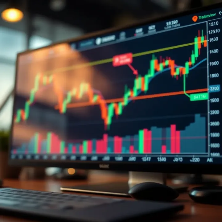TradingView chart displaying candlestick patterns and technical indicators for market analysis